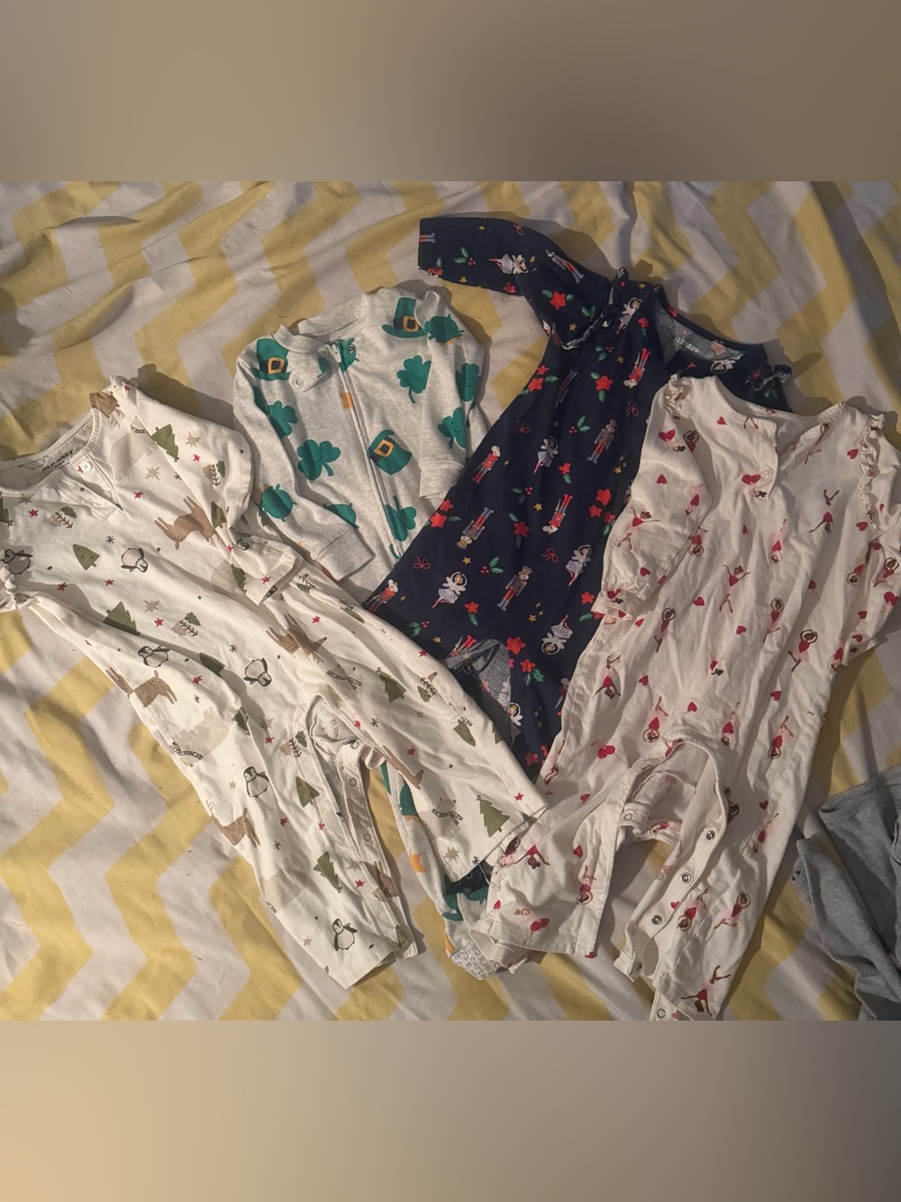 Set of 4 Baby Holiday pajamas- Mixed Prints